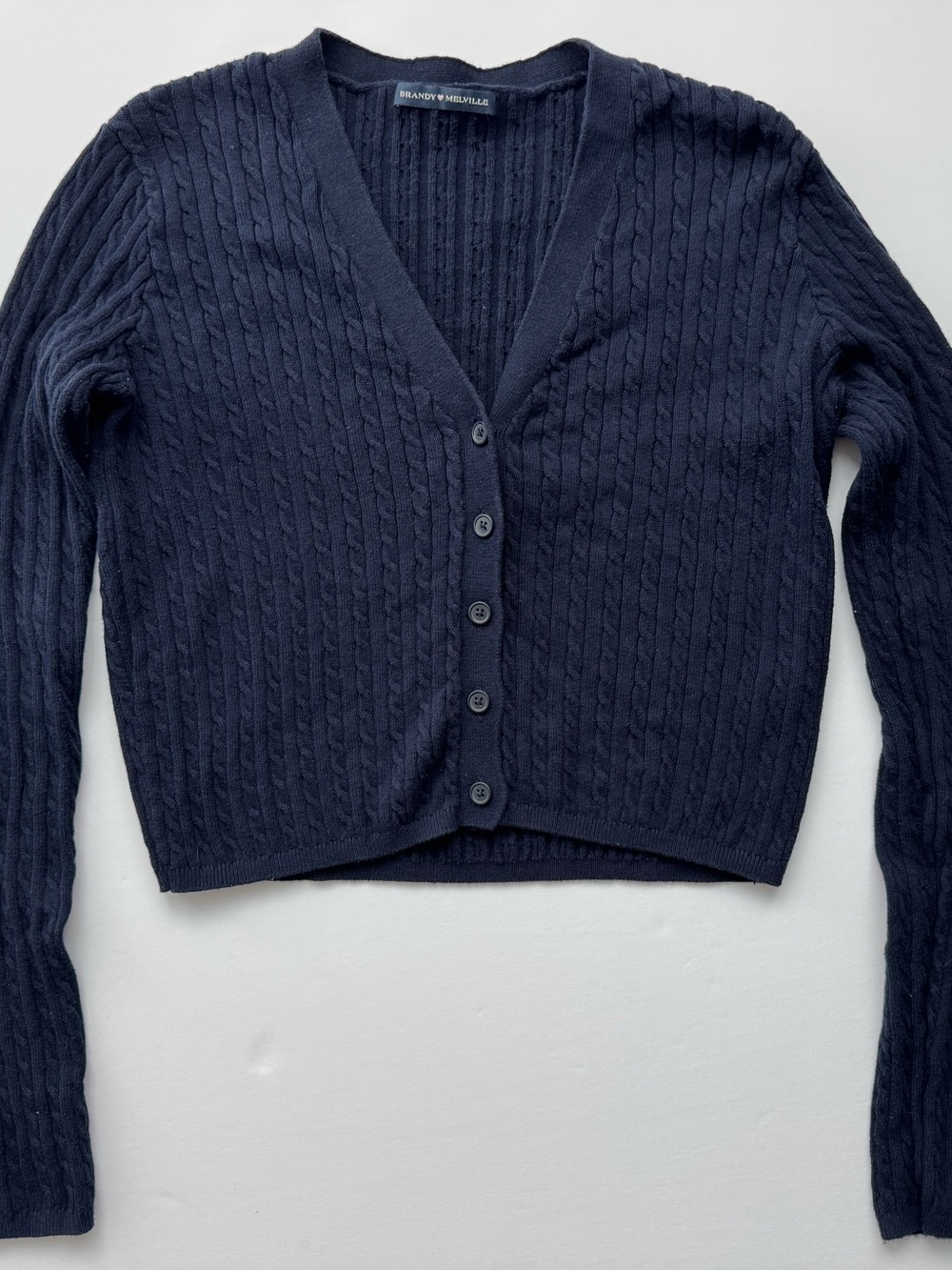Brandy Melville Academia Preppy Fall Cozy Minimalist Cable Knit Cropped Sweater